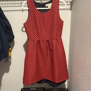 Elegant Asymmetrical Red and Navy Dress